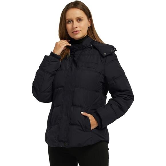 Women's Hooded Warm Winter Coat Quilted Thicken Puffer Jacket - Picture 3 of 7